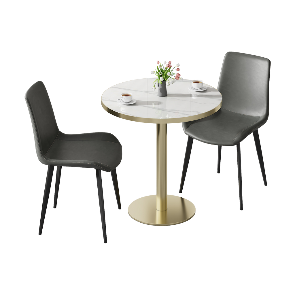 Round Modern Tulip Dining Table with Sintered Stone Top - Faux Marble