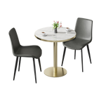 Round Modern Tulip Dining Table with Sintered Stone Top - Faux Marble