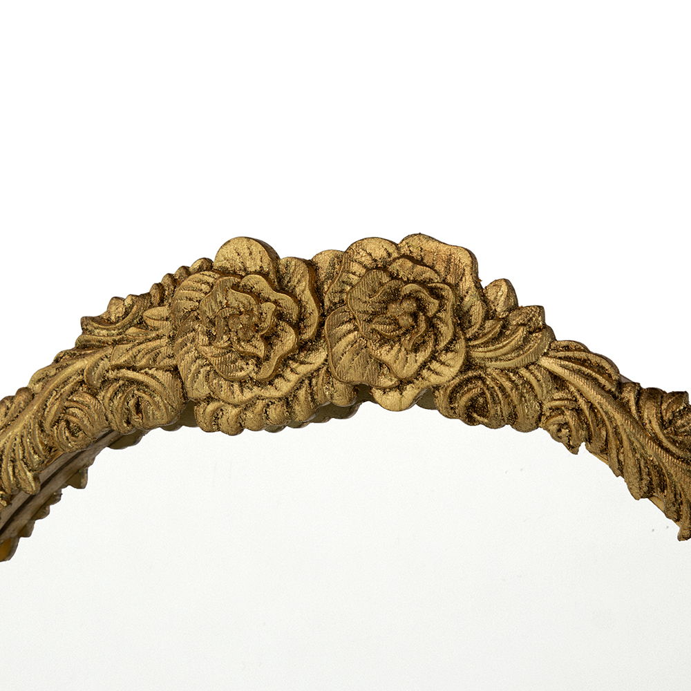 Gold Arched Floor Mirror with Wood Frame - Full Body