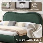 King Size Upholstered Platform Bed Frame with Rounded Corners