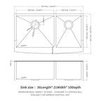 Black Double Bowl Farmhouse Sink with Soundproofing - Stainless Steel
