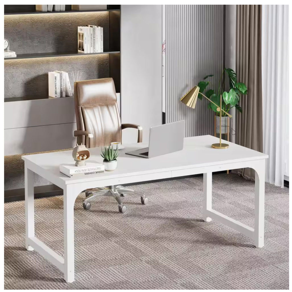 Large Executive Desk with Thick Frame - White