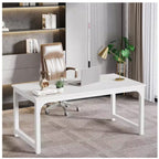 Large Executive Desk with Thick Frame - White