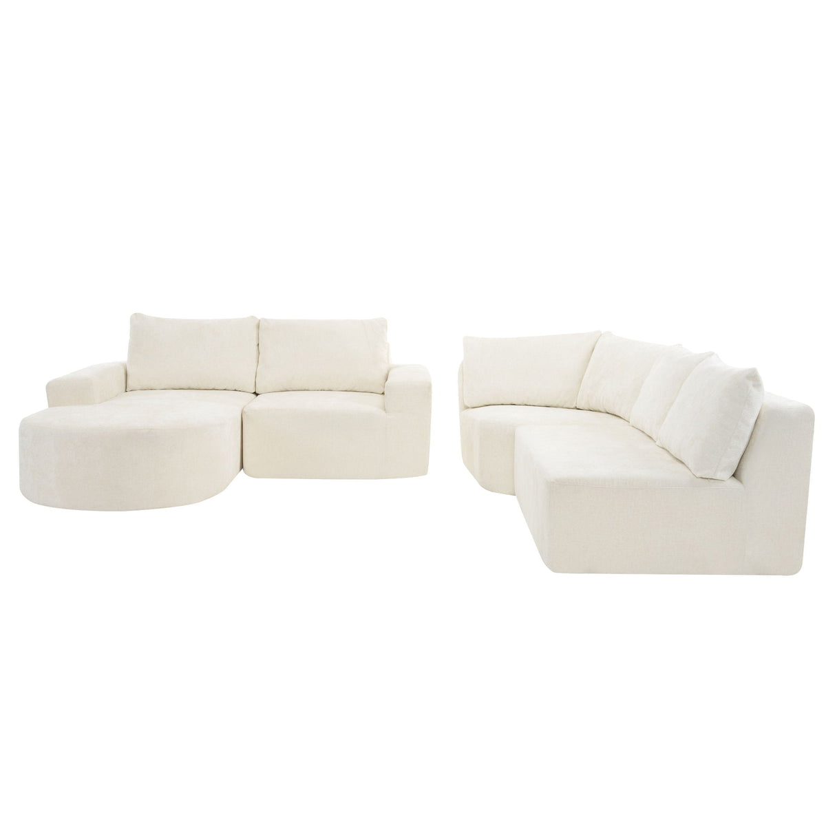Modular Cloud Sectional Sofa Set with Deep Seating - Choose Beige, Dark Gray, or Dark Brown