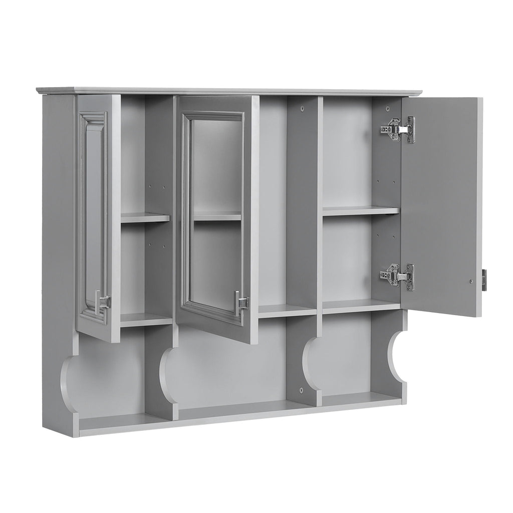 Wall Mounted Bathroom Medicine Cabinet With Mirror & Open Shelves