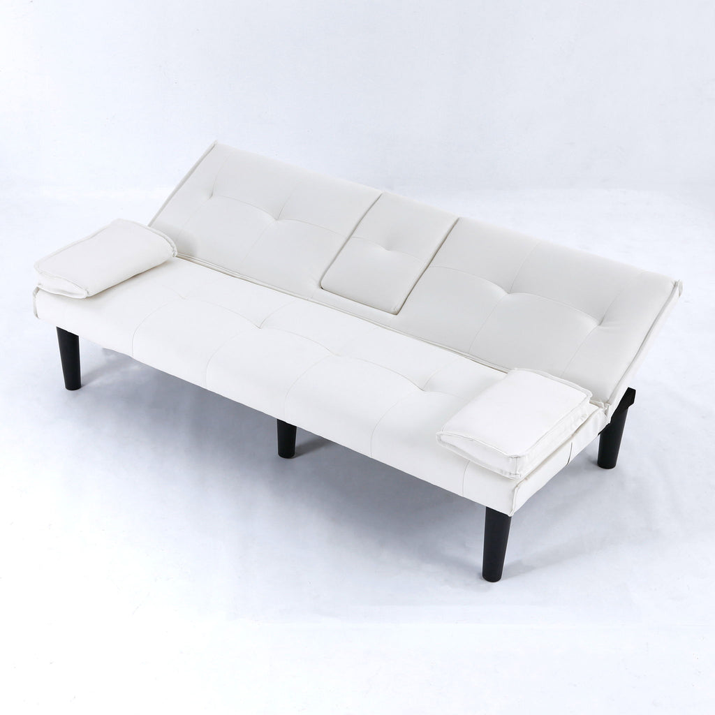Foldable Sofa Bed with Cup Holder and Solid Wood Frame - Multiple Colors