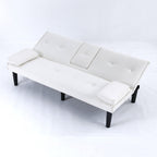 Foldable Sofa Bed with Cup Holder and Solid Wood Frame - Multiple Colors