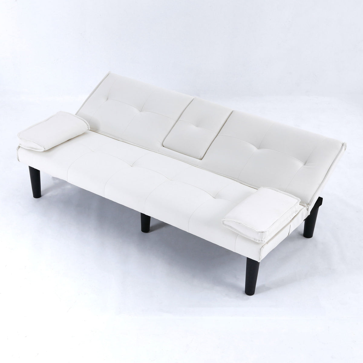 Foldable Sofa Bed with Cup Holder and Solid Wood Frame - Multiple Colors