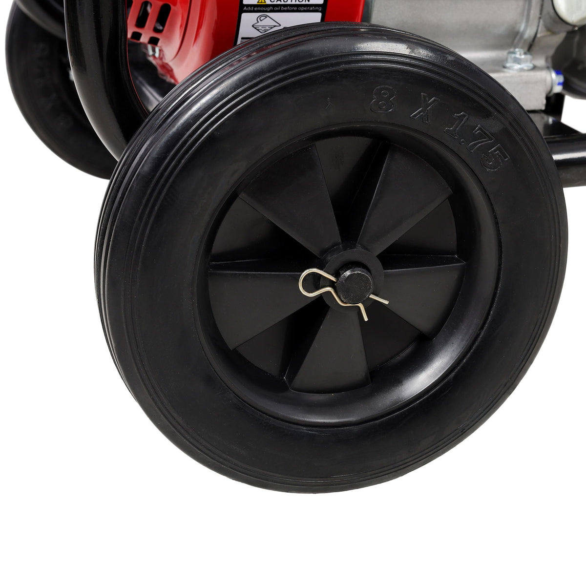Gas Engine Powered Water Pump with Wheels and Handle – Black/Red