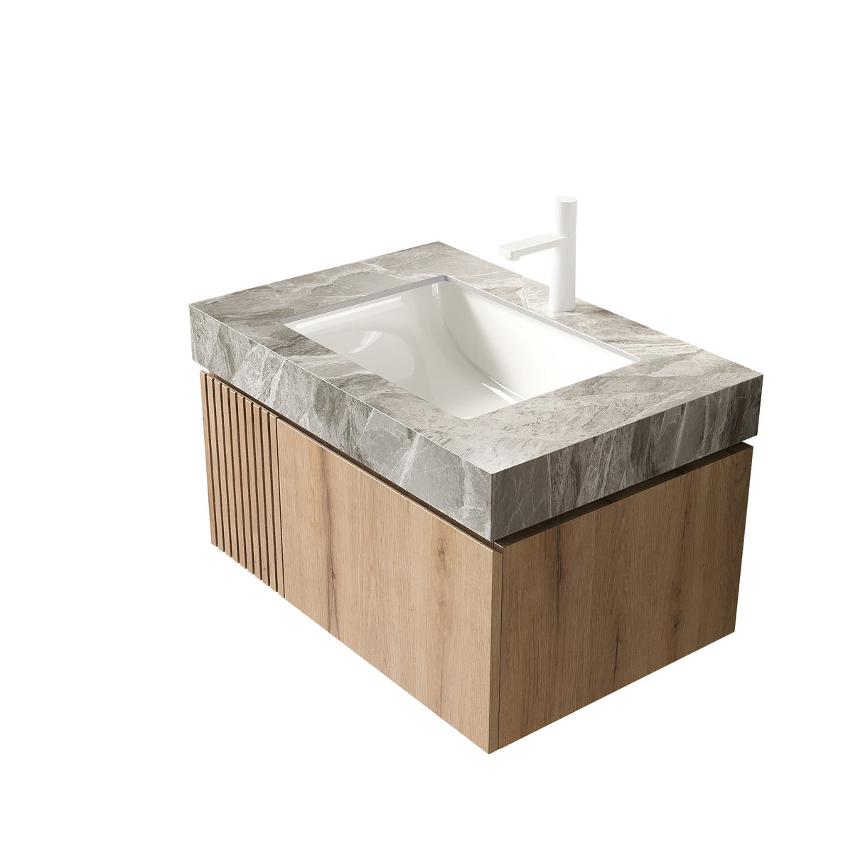 30" Bathroom Sink with Sintered Stone Countertop - Light Gray
