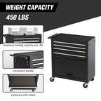 4-Drawer Rolling Tool Chest Cabinet with Wheels - Black