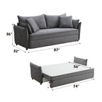 Irina Pull-Out Sleeper Sofa with Storage and Removable Cushions - Dark Gray or Blue