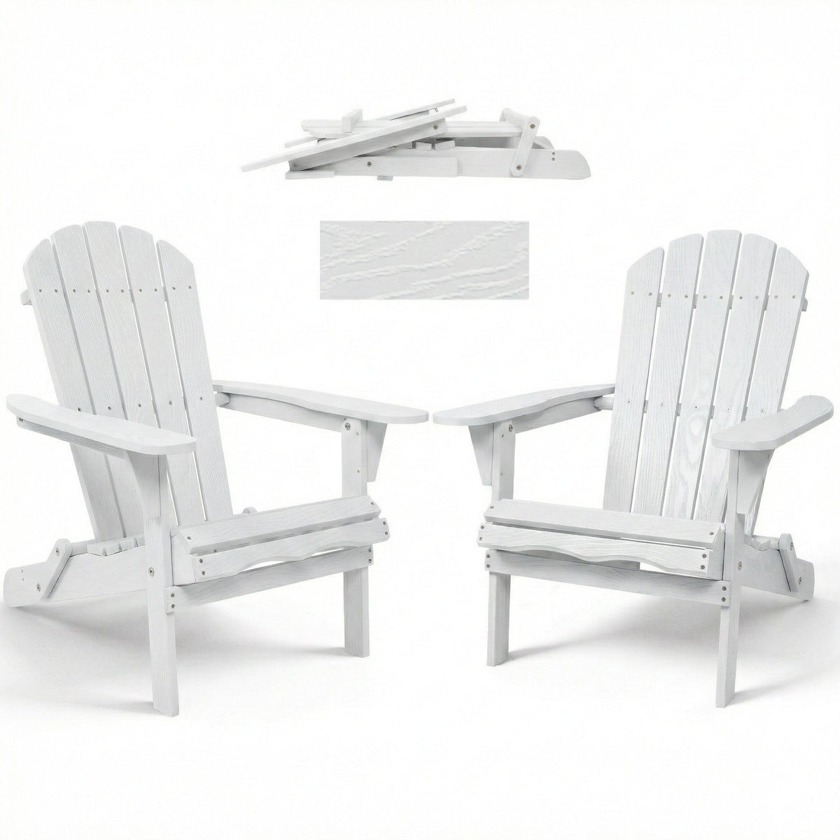 Folding Adirondack Lounge Chair With Embossed Grain Texture