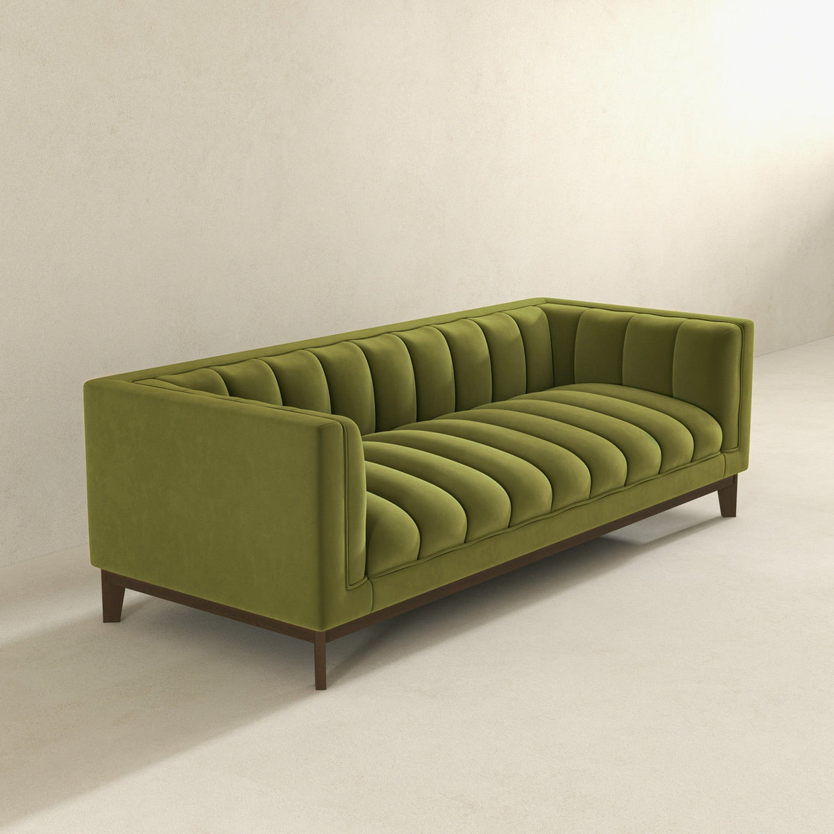Mid Century Modern Sofa with Pet-Friendly Upholstery - White, Green, Orange