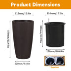 Tall Planters Set with Auto Watering and Water Level Monitor - Polypropylene