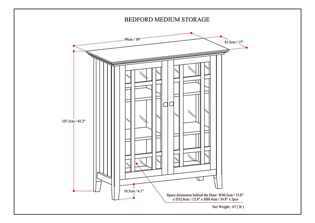 Storage Media Cabinet with Adjustable Shelves - Dark Brown, Light Brown, Dark Gray