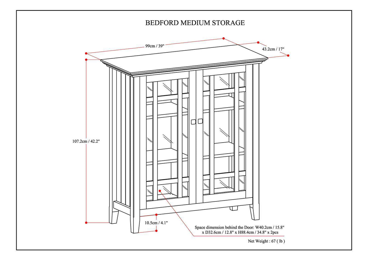 Storage Media Cabinet with Adjustable Shelves - Dark Brown, Light Brown, Dark Gray