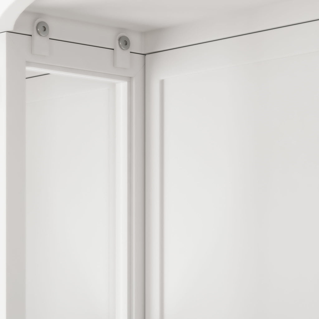 Arched Glass Double Door Wardrobe with Shatterproof Mirror - Black or White