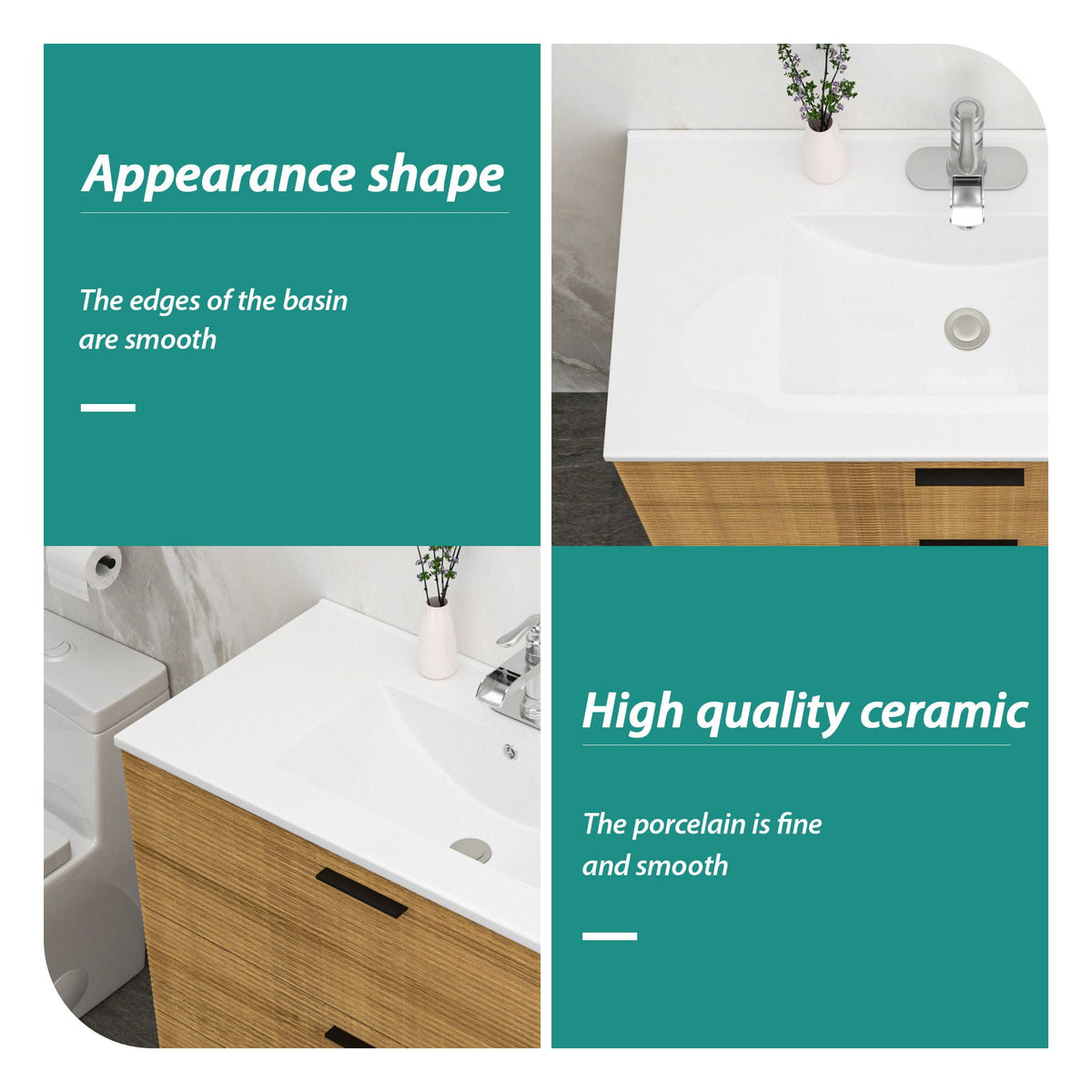 Premium Rectangular Vanity Top with Single Faucet Hole and Overflow - White