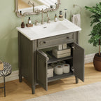 Vintage Bathroom Vanity With Sink and Soft-Close Doors - Dark Gray or White