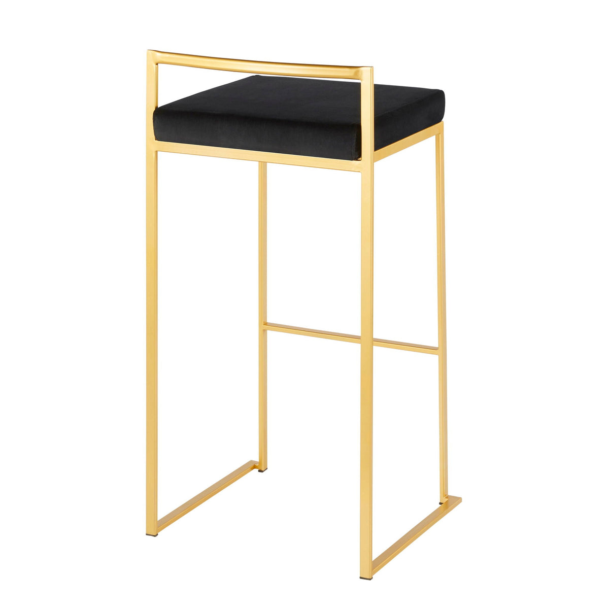 Contemporary Stackable Barstool Set with Upholstered Seat - Multiple Colors