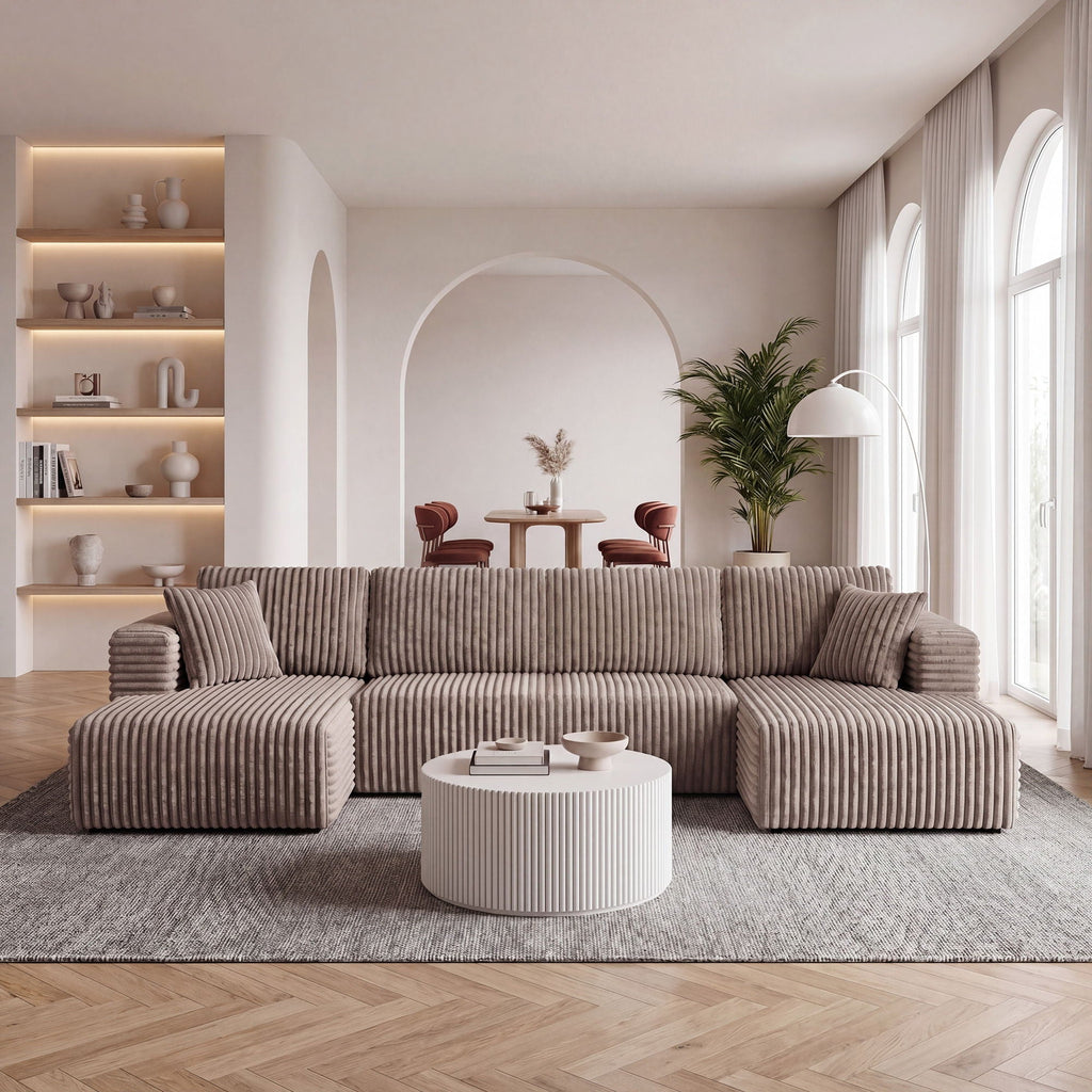 U-Shape Modular Sectional Sofa with Modular Design - Corduroy