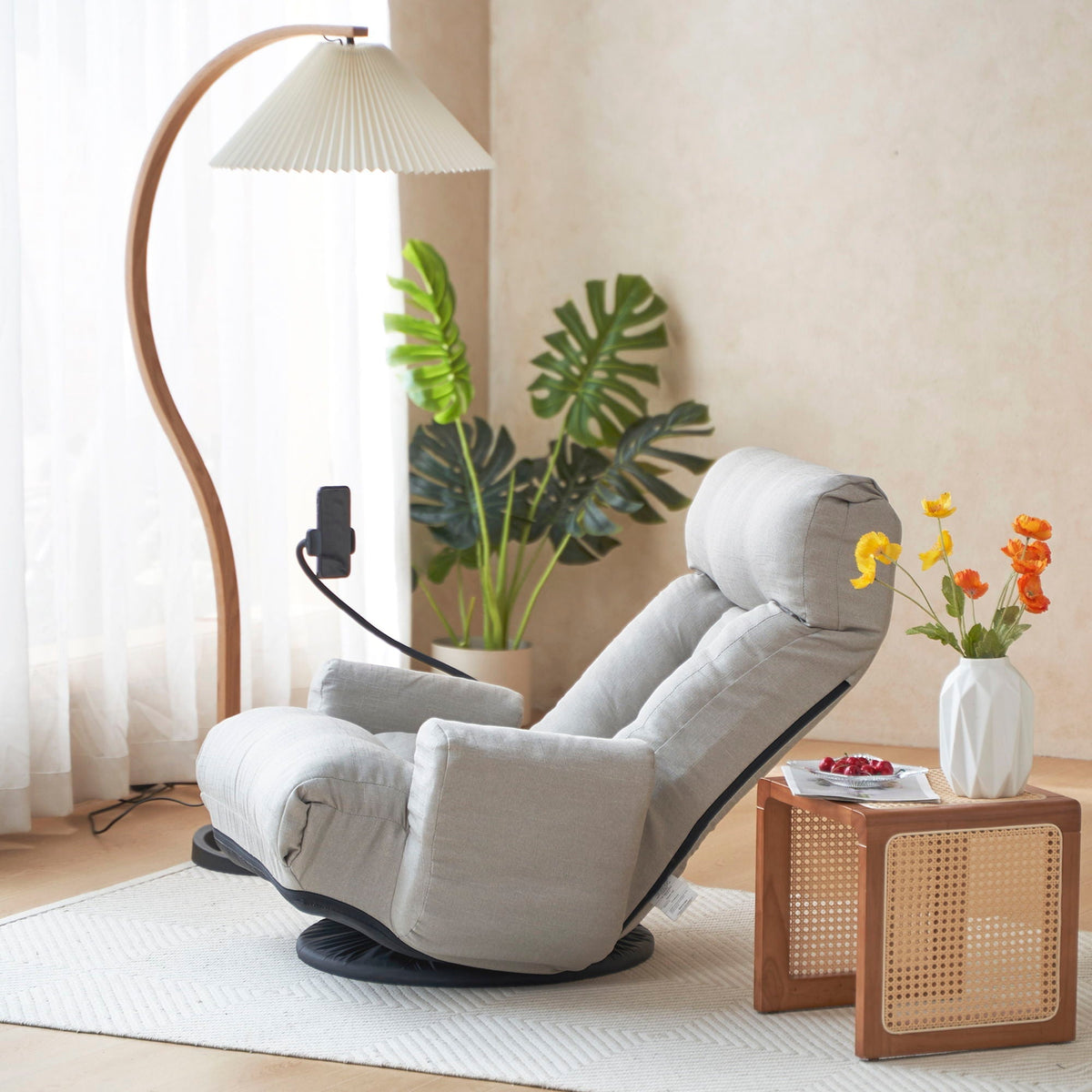 Adjustable Swivel Lounge Chair with 360° Rotating Seat and Headrest Support - Multiple Colors