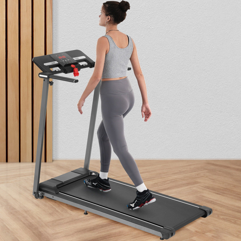 Folding Walking Pad Treadmill with Incline - Black