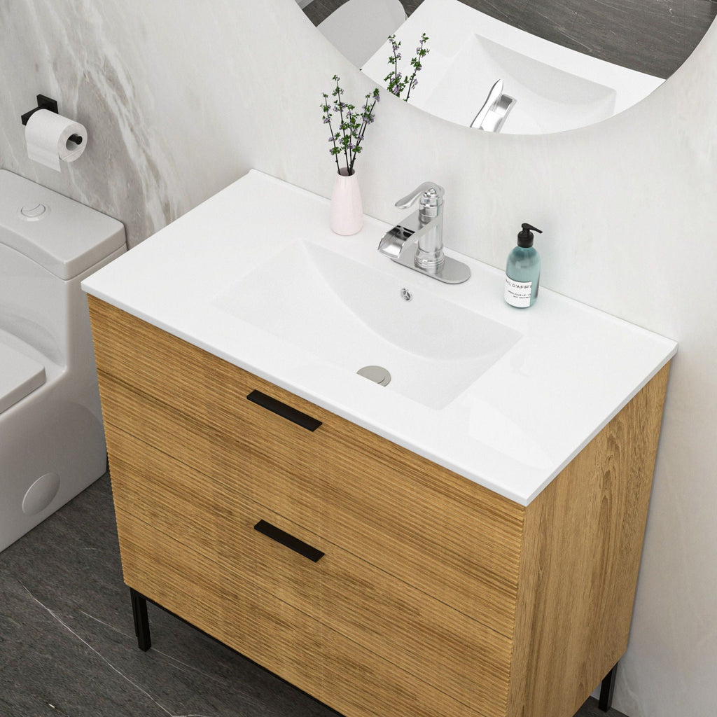 Premium Rectangular Vanity Top with Single Faucet Hole and Overflow - White