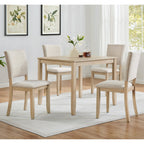 Modern 5-Piece Wooden Dining Table Set with Upholstered Chairs - Light Oak