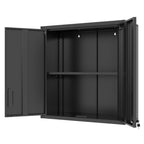 Metal Wall Mounted Tool Storage Cabinet with 2 Locking Doors and Adjustable Shelf - Gray or Black
