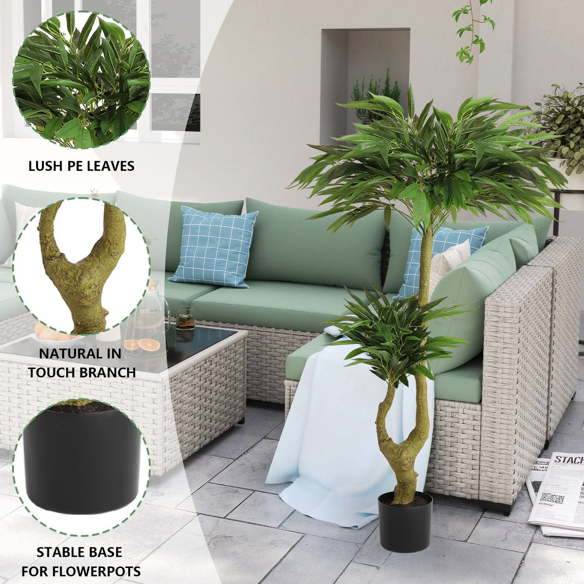 Artificial Dracaena Tree Indoor Faux Plant - 150Cm - Green