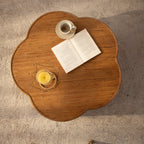Flower-Shaped Rattan Coffee Table with Storage
