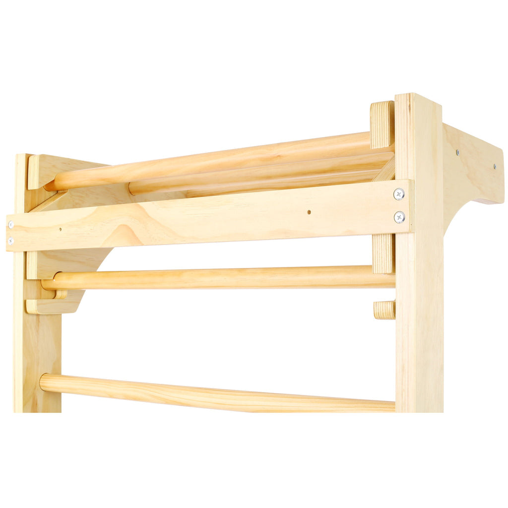 Natural Swedish Ladder Stall Bars Set for Physical Therapy & Gymnastics with High Weight Capacity