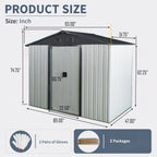 8ft x 4ft Outdoor Metal Storage Shed with Sliding Door - Metal
