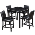 Counter Height 5 Piece Dining Set with Upholstered Chairs - Black or Pearl Silver