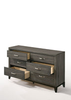 Weathered Dresser with Six Drawers – Gray