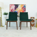 Monza Contemporary Dining Chair Set with Solid Wood Frame - Beige or Dark Green