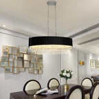 39" Modern Crystal Chandelier with Black Velvet Shade