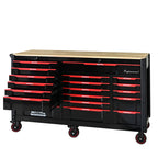 Heavy Duty Tool Cart with 19 Drawers and Locking System - Black/Red