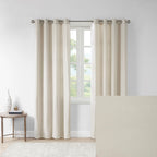 Plaid Rod Pocket and Back Tab Curtain Panel with Fleece Lining - Natural