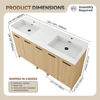 60" Double Sink Bathroom Vanity with Extra-Large Storage - Light Oak