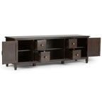Wide Solid Wood TV Stand with Ample Storage - Dark Brown, White, Gray