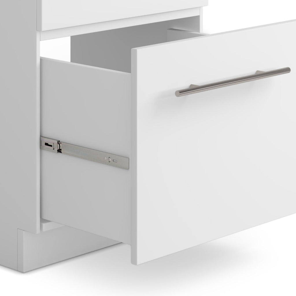 White Laundry Cabinet with Stainless Steel Sink and Faucet