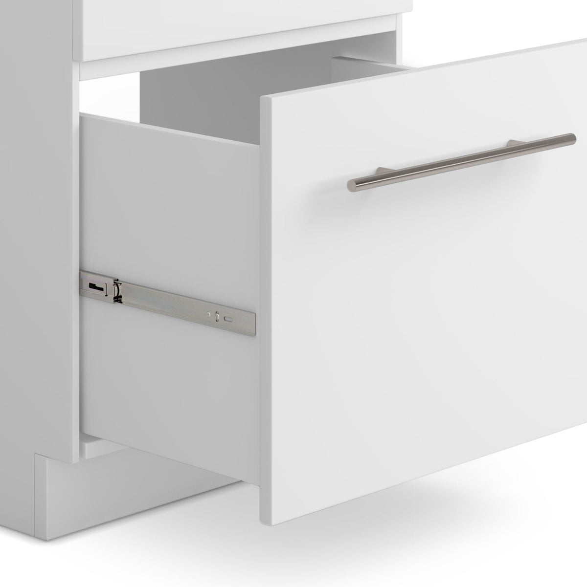 White Laundry Cabinet with Stainless Steel Sink and Faucet