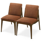 Elegant Dining Chair Set with Upholstered Fabric - Light Brown or Beige