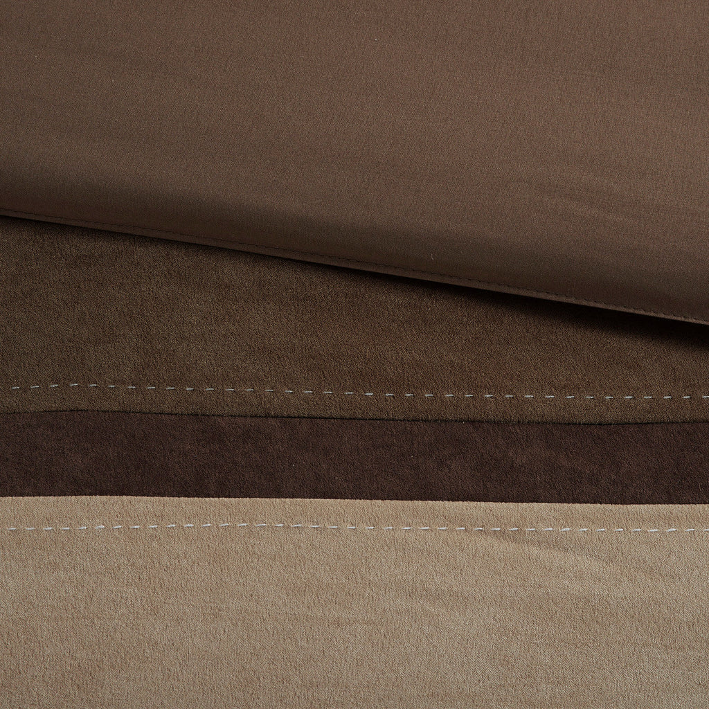 7 Piece Faux Suede Comforter Set with Decorative Pillows - Brown