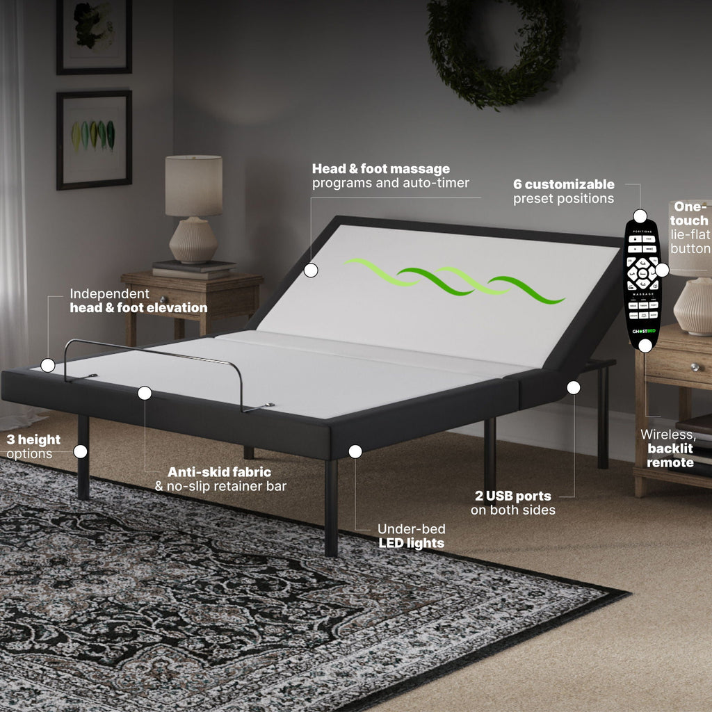 Adjustable Base Comfort with Massage and Zero Gravity - White