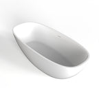 Matte White Freestanding Soaking Bathtub with Ergonomic Design - Solid Surface