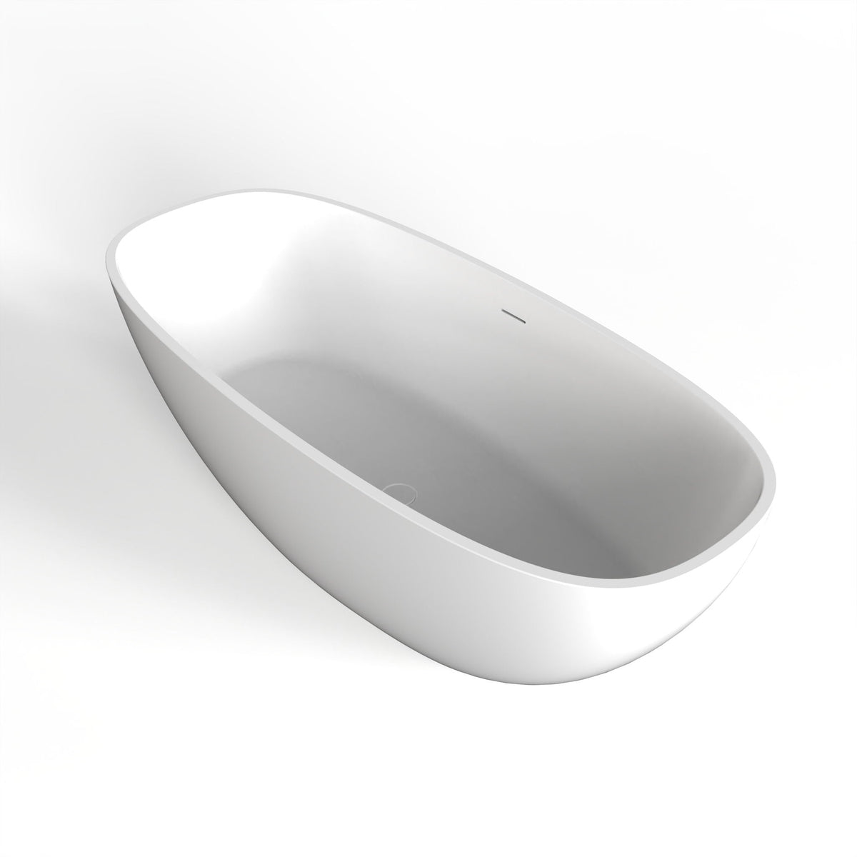 Matte White Freestanding Soaking Bathtub with Ergonomic Design - Solid Surface